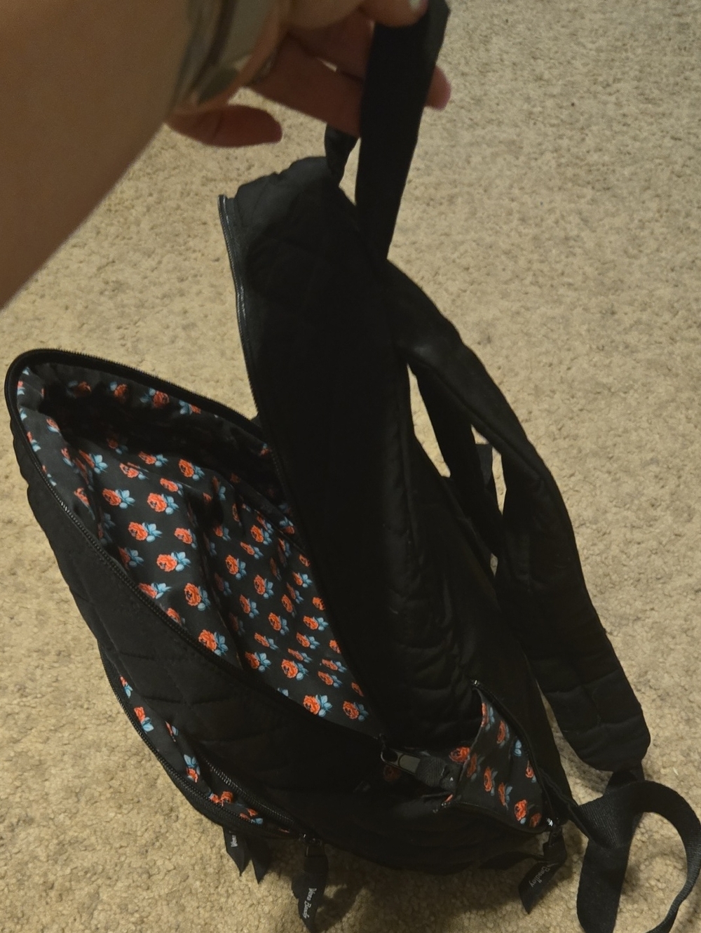 Vera Bradley Black Quilted Mini Backpack - Picture 4 of 4